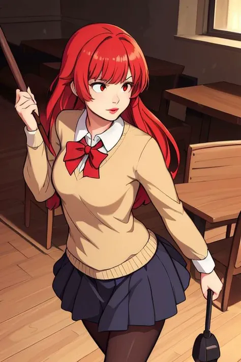 mad1sonbeer, 1girl, Striding forward with one foot ahead arms swinging naturally, black legwear, breasts, cleavage, lips, lipstick, long hair, bangs, makeup, large breasts, miniskirt, pantyhose, red hair, skirt, solo, furniture,
masterpiece, best quality, <lora:add_sharpness:1><lora:add_sharpness:1><lora:add_sharpness:1><lora:add_sharpness:1>