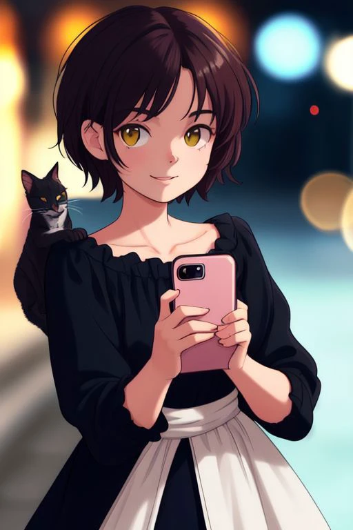 cinematic film still excited cat foreground blurry, woman and man in background selfie, looking at camera<lora:PhotoBomb-8:0.8> . shallow depth of field, vignette, highly detailed, high budget, bokeh, cinemascope, moody, epic, gorgeous, film grain, grainy