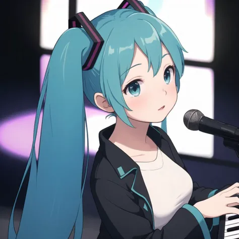 masterpiece, best quality, 1girl, hatsune miku, sfw, concert