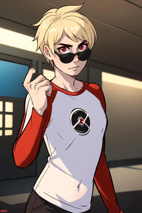 best quality, afterglow, 4k, ((masterpiece)), extremely detailed, 8k, trending on ArtStation, Intricate, High Detail, Sharp focus, good hands, nice hands, <lora:GoodHands-beta2:1>, 1boy, davestrider <lora:davestrider-21:0.7>, blonde hair, sunglasses, shades