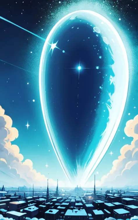 unfz3n, a Wide Shot of Village Celestial Phenomenon,City Siren <lora:unfz3n:1>,