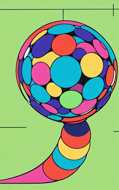 bb3l15, a colorful diagonal abstract structure made of Sphere and over a square green background <lora:bb3l15:1>,