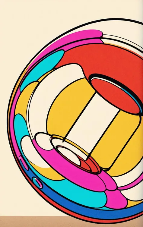 bb3l15, a colorful diagonal abstract structure made of Sphere and over a nonagon beige background <lora:bb3l15:1>,
