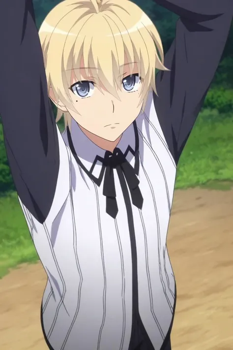 score_9, score_8_up, score_7_up, source_anime, rating_safe, , anime screencap, , official style, looking at viewer, , 1boy, solo, male focus, <lora:yuuto_kiba_pony:0.88>, yuuto_kiba, blonde hair, grey eyes, high school dxd hero, short hair, hair between eyes, mole, mole under eye, from above, floating island, dark, arms above head, :o, , <lora:sdxl_lightning_8step_lora:1>