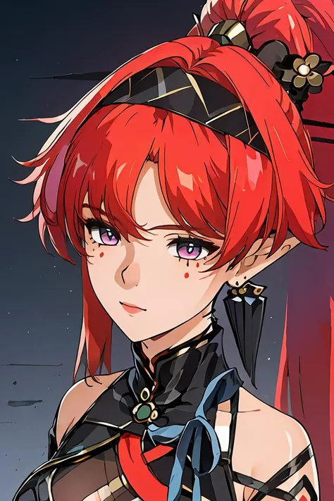 (masterpiece, best quality), 1girl, <lora:Yinlin17:1> YInlin, black dress, hairband, detached elbow gloves, hair stick ornament, earring,