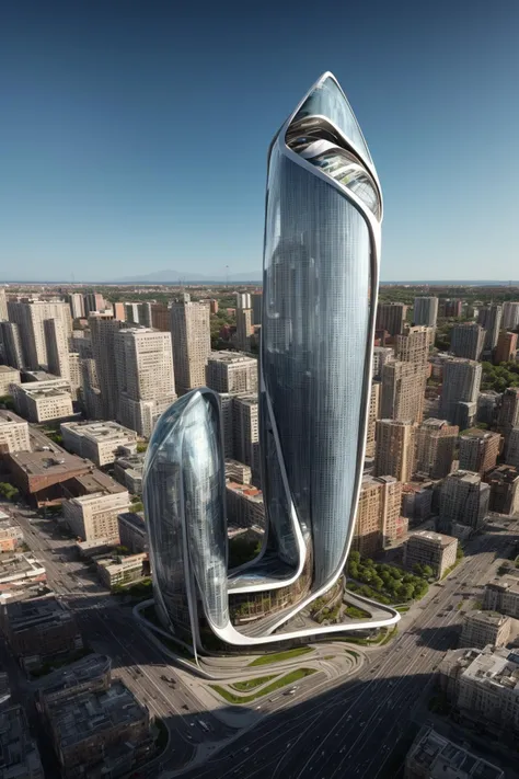 A futuristic and stunningly beautiful high-rise shopping center architectural structure with bold, futuristic design elements, blending seamlessly into the art form of digital illustration. Inspired by the works of Syd Mead. The scene showcases the center amidst a bustling city, its sleek lines contrasting with the urban environment. A warm color temperature adds vibrancy, highlighting the architectural details. Shoppers and visitors exhibit expressions of awe and excitement. Illuminated by soft, diffused lighting, the atmosphere exudes sophistication and promise of tomorrow
(masterpiece),(high quality), best quality, real,(realistic), super detailed, (full detail),(4k),8k,no humans, scenery, building, ((500-meter tall buildings)),outdoors, window, road, sky, street, lamppost, tree, power lines,,Organic modernist architecture, glass curtain walls, interesting shapes, super high-rise buildings in the block <lora:add_detail:0.45> <lora:more_details:0.45>