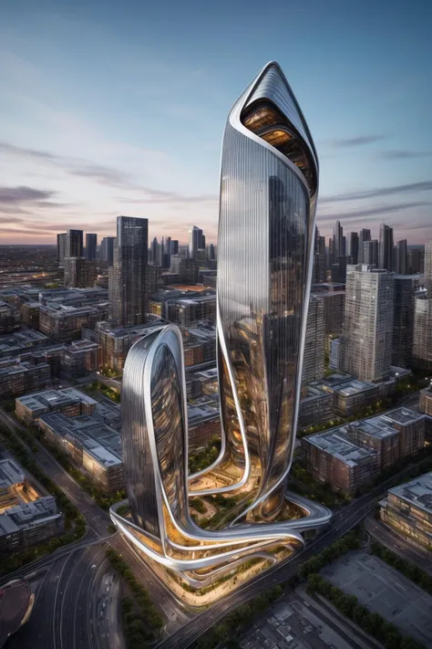 A futuristic and stunningly beautiful high-rise shopping center architectural structure with bold, futuristic design elements, blending seamlessly into the art form of digital illustration. Inspired by the works of Syd Mead. The scene showcases the center amidst a bustling city, its sleek lines contrasting with the urban environment. A warm color temperature adds vibrancy, highlighting the architectural details. Shoppers and visitors exhibit expressions of awe and excitement. Illuminated by soft, diffused lighting, the atmosphere exudes sophistication and promise of tomorrow
(masterpiece),(high quality), best quality, real,(realistic), super detailed, (full detail),(4k),8k,no humans, scenery, building, ((500-meter tall buildings)),outdoors, window, road, sky, street, lamppost, tree, power lines,,Organic modernist architecture, glass curtain walls, interesting shapes, super high-rise buildings in the block <lora:add_detail:0.45> <lora:more_details:0.45>