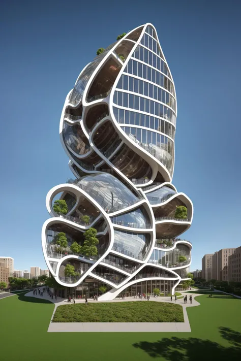 A futuristic and stunningly beautiful high-rise shopping center architectural structure with bold, futuristic design elements, blending seamlessly into the art form of digital illustration. Inspired by the works of Syd Mead. The scene showcases the center amidst a bustling city, its sleek lines contrasting with the urban environment. A warm color temperature adds vibrancy, highlighting the architectural details. Shoppers and visitors exhibit expressions of awe and excitement. Illuminated by soft, diffused lighting, the atmosphere exudes sophistication and promise of tomorrow
(masterpiece),(high quality), best quality, real,(realistic), super detailed, (full detail),(4k),8k,no humans, scenery, building, ((500-meter tall buildings)),outdoors, window, road, sky, street, lamppost, tree, power lines,,Organic modernist architecture, glass curtain walls, interesting shapes, super high-rise buildings in the block <lora:add_detail:0.45> <lora:more_details:0.45>
