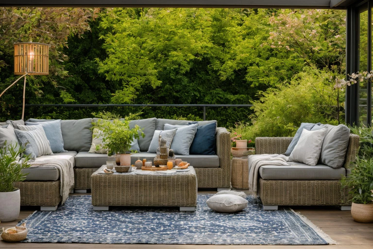 garden, Step into the realm of Photography, capturing the essence of a patio adorned with a couch, table, and ambient lights. Beneath the furniture lies a blue rug, setting the tone for the scene. Through the lens of a 35mm camera, inspired by the techniques of Christian Hilfgott Brand, the image resonates with the light and space movement. The scene is bathed in ambient light, creating a soft glow. The color temperature is neutral, with no facial expressions to capture. The atmosphere is calm and inviting, perfect for a stock photo collection
<lora:lora_garden_architecture_Exterior_SDlife_Chiasedamme_V1.0:0.6>