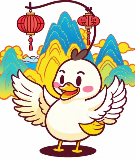 china chic emoticon, Fairy Mountain Wild Crane, <lora:cic:0.7>