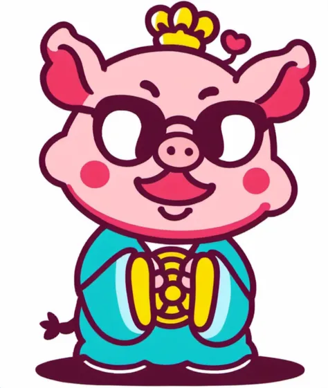 china chic emoticon, pig, <lora:cic:0.7>