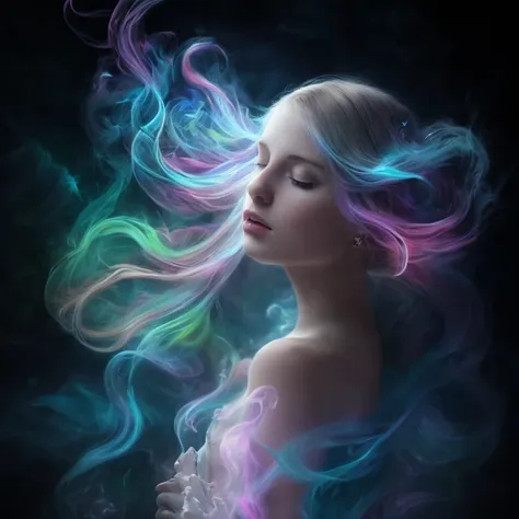 .<lora:rMadArt3_NoiseOffset:4>,  Romanticism, UHD, attractive, ethereal, elegant, girl, teenager, beautiful, flawless, angelic, soft liquid rainbow smoke background, wind, fractal neon antimatter finish, highly detailed, trending on artstation, sharp focus, studio photo, intricate details, highly detailed, by Artgerm, Thomas Kinkade, Anna Dittmann, Gerhard Richter