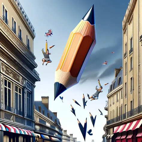<lora:govind.pencil:1> pencil flying above Paris