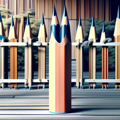 <lora:govind.pencil:1> pencil, picket fence made of pencils