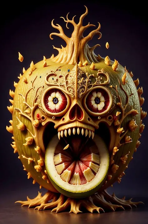 symmetrical fruitynightmare <lora:fruitynightmare_model:0.45> Jackfruit, octane render, unreal engine, highly detailed, intricate <lora:epiNoiseoffset_v2Pynoise:2> <lora:burtonesqueStyleV2Out_v2:0.4>