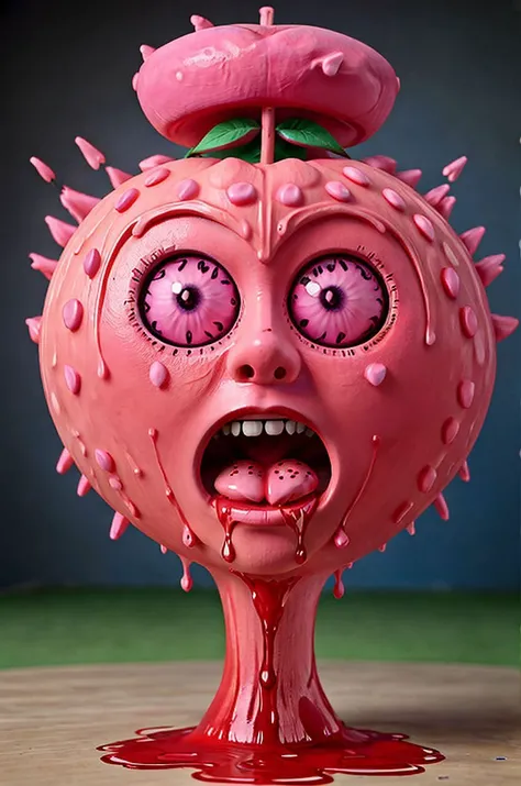 fruitynightmare <lora:fruitynightmare_model:0.35> Lychee, vibrant colorful wet paint, highly detailed, intricate <lora:burtonesqueStyleV2Out_v2:0.45>