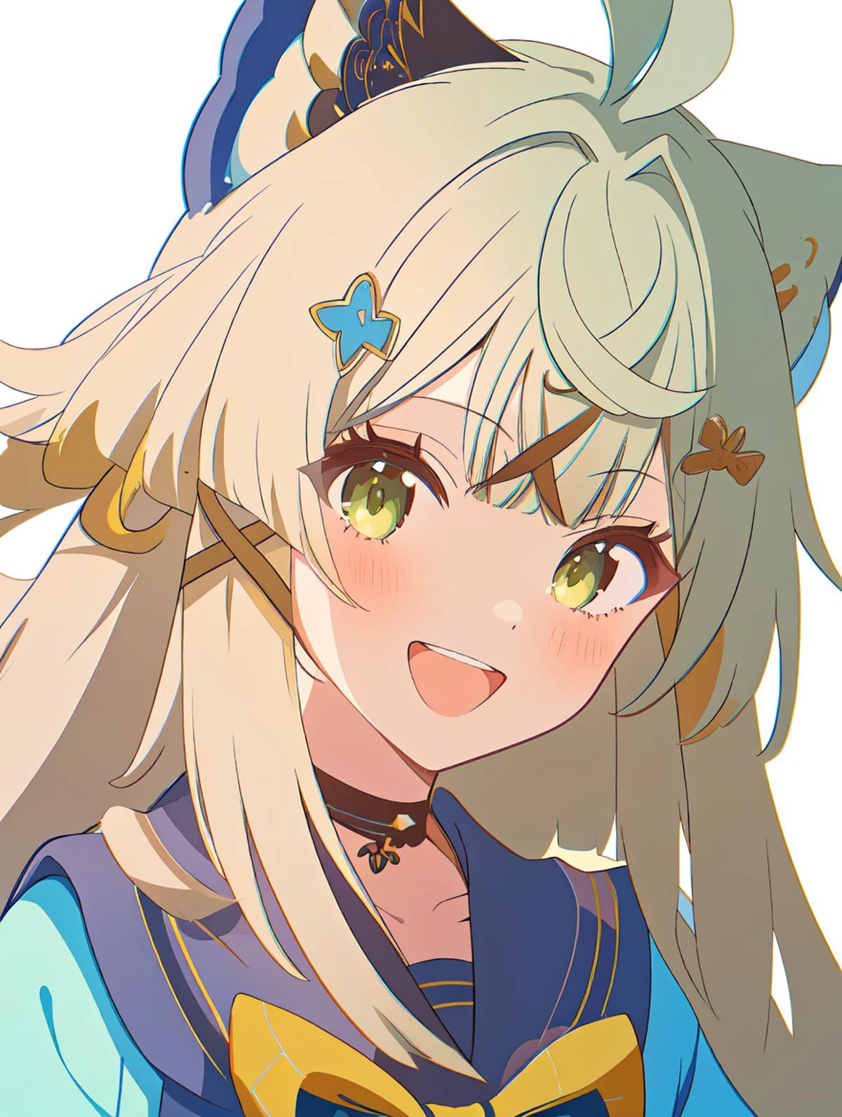 1girl,
kirara \(genshin impact\),
solo, upper body, green eyes, simple background, ahoge, smile, cat ears, animal ears, brown hair, :d, hairclip, open mouth, white background, long hair, looking at viewer,
masterpiece, best quality
<lora:mki-genshin108-1.5-v3:1>
