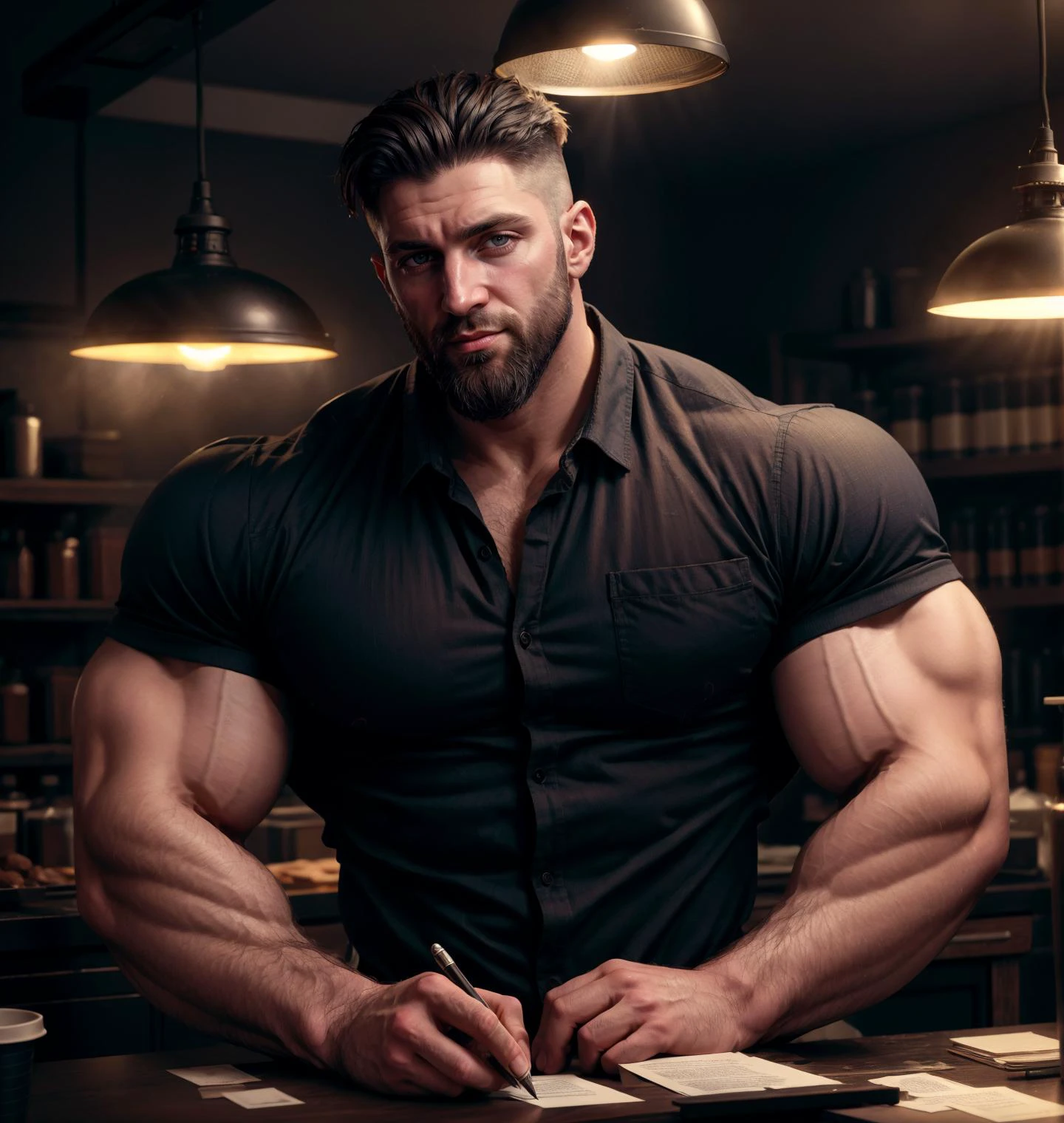 <lora:chuckcv1:0.5> chuckc, short hair, beard, undercut, shirt, handsome male, realistic, professional photo 4k, high resolution, high detail, soft cinematic light, adobe lightroom, photolab, intricate, highly detailed, sharp focus, cinematic look, insane details, intricate details, hyperdetailed, low contrast, soft cinematic light, exposure blend, dim colors, dim light, <lora:more_details:0.25>