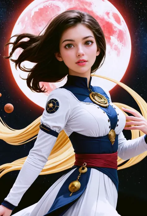 astrolabe, interplanetary, stellar evolution, lunar eclipse, earth's atmosphere,engineering ethics portrait of comely ravishing young woman, angular, whirling,