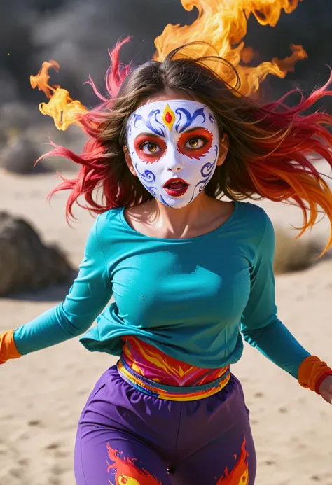 young woman wearing a colorful mask, windy, animated, white balance daylight, fantastical, colorful outfit, enraptured, cultural exchange,organic,fiery,Nocturnal,proactive,extreme temperatures,progress-oriented,dangerous,spurting,windy, (shocked),
<lora:add-detail-xl:0.5> <lora:xl_more_art-full_v1:0.5>