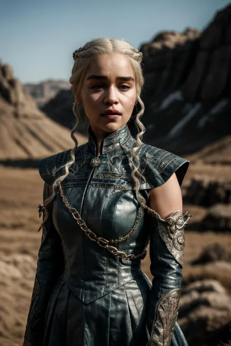 A stunning intricate full color portrait of eck , wearing a game of thrones Daenerys outfit, epic character composition, by ilya kuvshinov, alessio albi, nina masic, sharp focus, natural lighting, subsurface scattering, f2, 35mm,<lyco:EmiliaClarke-RealVision-V1.0:1.0>