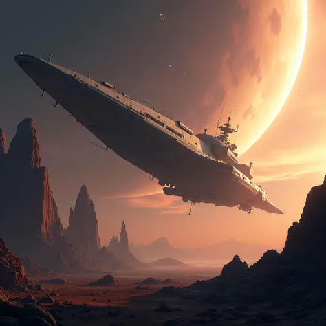 wallpaper of a sci-fi ship landing