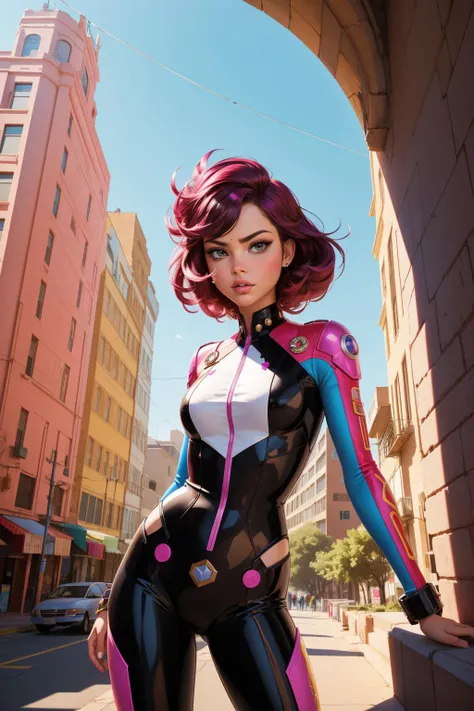 1girl, (art by Sandra Chevrier:0.9) and (Tom Fruin:1.1) , glamourous VRay, elegant, wide shot of a Oppressive [Imaginative|Grumpy] ("Rock your body, yeah, everybody.":1.3) , from inside of a Warlike Arch dam, Fuchsia street with Baobab, at Dawn, Very wide view, Illustration, Angry, majestic, Pixel Art, Bloom light, macro lens, psychedelic colors, rich color, halation, wallpaper, professional