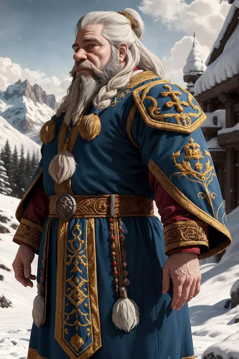 from_side ornate royal robes embroidered runes (royal elderly male dwarf:1.2) dwarven king magnificent palace snowy mountains (granite marble:1.1) thick braided beard bright morning light
(masterpiece:1.1) (best quality) (detailed) (intricate) (8k) (HDR) (cinematic lighting) (sharp focus)