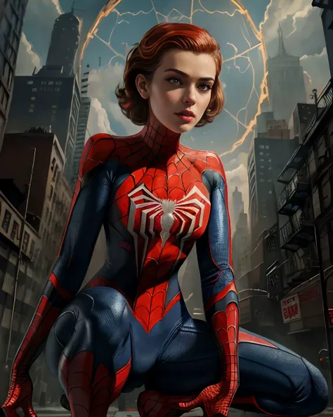 shooting spiderweb, ((Female spiderman)) wearing spiderman costume, in ((New York City)). (((spiderweb madness:1.3))). (Body of a goddess), athletic body. ((classic crouching spiderman stance)), in (soft morning light). ((very beautiful face )),((eyes:1.2)), (detailed eyes), (ethereal atmosphere). absurd resolution, skin pores, masterpiece, ultra-detailed, (lifelike), vivid, intricate details, (((photorealistic))), happy,joyfull, realism, hyper realistic, (dynamic angle), (AtomPunkStyleSD15: 1.0),
(masterpiece:1.5) (painting:1.1) (best quality) (detailed) (intricate) (8k) (HDR) (wallpaper) (cinematic lighting) (sharp focus)