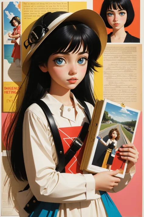 1girl, dadaist version of [Warm:Mysterious:12] Tired "My Way or the Highway to Heaven", anti-art, absurd, random, satirical, mixed media, collage