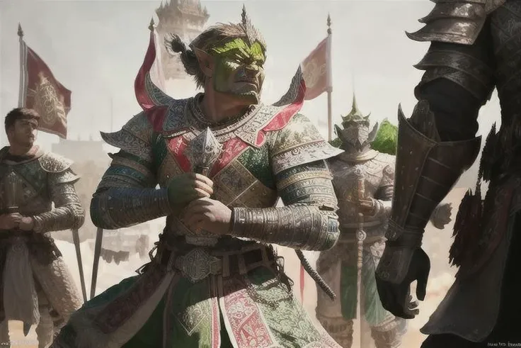 medieval fantasy portrait armored (green-skin:0.1) orc warrior charging into battle violent roar spittle raging angry arms up greaves boots standing in a crowd of warriors red banners windy dust debris storm fantasy stone castle bright morning light from side, (masterpiece:1.2) (illustration:1.2) (best quality) (detailed) (intricate) (8k) (HDR) (wallpaper) (cinematic lighting) character turnaround of young boy , full body, standing, same outfit, concept-art, full body, detail_face, line_sketch, PlanIt, official art, official alternate costume, design style, multi style, detail character, original, 8K GC, massive detail, of a mailman. Male,multiple views of the same character, Highly detailed, vattange, vettenge, bungou stray dogs style art. PlanIt, hoppagames, charturnerv2, expressionless, stylistic, no background, only detail character,4_side, wearing_armor, scientific illustration, concept render, scientific diagram, technical illustration, multiple views,masterpiece,best quality, <lora:tossakanThaiTossakan_tossakanTitan:1>