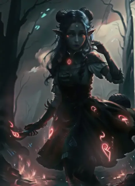 elves, long ears, (pretty face ), red eyes, standing in the middle of the forest, holding a bow towards the sky,
(illustration:1.2) (best quality) (detailed) (intricate) (8k) (HDR) (wallpaper) (cinematic lighting) (focus sharp)
<lora:GlowingRunesAIV6:1>, ((GlowingRunesAIV2_blue sky: 1.8))