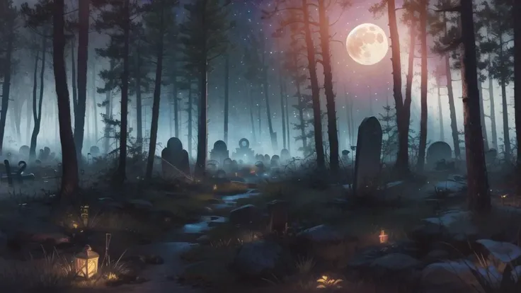 (dark magic:1.2), graveyard, fullmoon, moon light, beams of light, night, (intricate details), (hyperdetailed), 8k hdr,