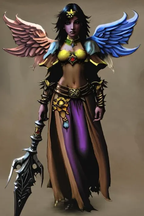 RPG style fantasy illustrations, (Solarpunk angel), fantasyclassicscolour <lora:FantasyClassics:1>