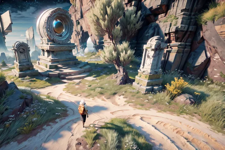 cloud, cloudy_sky, day, sky, blue_sky, scenery, ancient ruins, flower, gras, deep canyon, high ground <lora:Stylized Ruins:1>, <lora:add_detail:1>
//
,((1girl, 1boy, walk, travel, migration, fantasy)),
//
, ((, Point of View Shot, POV, Aerial Shot, Helicopter Shot)), CGI, Realism, RTX, Tone Mapping, SSAO, Shaders, Moonlight, Volumetric Lighting, Volumetric Light, Volumetric, Sunlight, Natural Lighting, landscape, outdoors, ((high quality:1.2, masterpiece:1.2)), absurdres, high resolution, (8k resolution), 8k, 8kres, 8k res, high details, detailed and intricate, intricate details, high intricate details, absurd amount of details, super resolution, ultra hd, megapixel, , ((, Point of View Shot, POV, Aerial Shot, Helicopter Shot)), CGI, Realism, RTX, Tone Mapping, SSAO, Shaders, Moonlight, Volumetric Lighting, Volumetric Light, Volumetric, Sunlight, Natural Lighting, landscape, outdoors, ((high quality:1.2, masterpiece:1.2)), absurdres, high resolution, (8k resolution), 8k, 8kres, 8k res, high details, detailed and intricate, intricate details, high intricate details, absurd amount of details, super resolution, ultra hd, megapixel,
