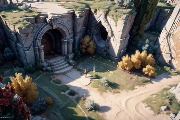 cloud, cloudy_sky, day, sky, blue_sky, scenery, ancient ruins, flower, gras, deep canyon, high ground  <lora:Stylized Ruins:1>,  <lora:add_detail:1>
//
,((1girl, 1boy, walk, travel, migration, fantasy)), 
//
, ((, Point of View Shot, POV, Aerial Shot, Helicopter Shot)), CGI, Realism, RTX, Tone Mapping, SSAO, Shaders, Moonlight, Volumetric Lighting, Volumetric Light, Volumetric, Sunlight, Natural Lighting, landscape, outdoors, ((high quality:1.2, masterpiece:1.2)), absurdres, high resolution, (8k resolution), 8k, 8kres, 8k res, high details, detailed and intricate, intricate details, high intricate details, absurd amount of details, super resolution, ultra hd, megapixel, , ((, Point of View Shot, POV, Aerial Shot, Helicopter Shot)), CGI, Realism, RTX, Tone Mapping, SSAO, Shaders, Moonlight, Volumetric Lighting, Volumetric Light, Volumetric, Sunlight, Natural Lighting, landscape, outdoors, ((high quality:1.2, masterpiece:1.2)), absurdres, high resolution, (8k resolution), 8k, 8kres, 8k res, high details, detailed and intricate, intricate details, high intricate details, absurd amount of details, super resolution, ultra hd, megapixel,
