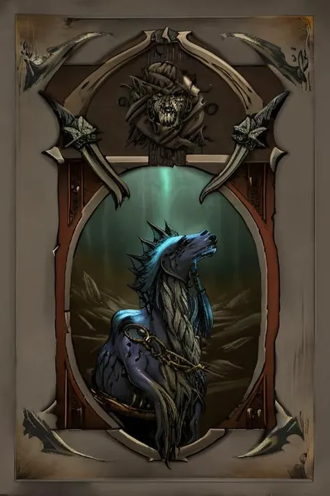 RPG style fantasy illustrations, (Horror kelpie), fantasyclassics <lora:FantasyClassics:1>