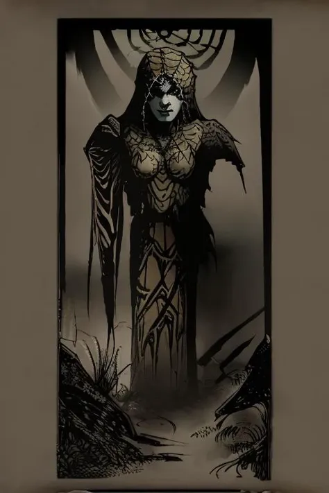 RPG style fantasy illustrations, (American propaganda arachne), fantasyclassics <lora:FantasyClassics:1>