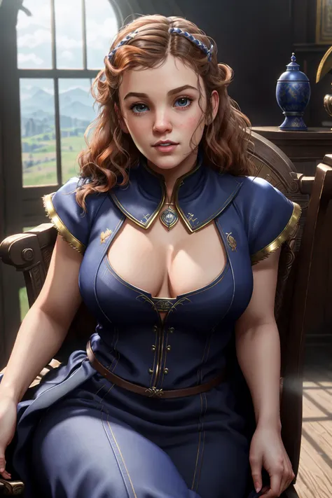 Face-MillyBB Face-BarbaraPalvin [person|barbara palvin] Intricately detailed Full body, portrait painting, of (seductive royal blue female ginger), clothed, sitting, on chair, in luxurious fantasy castle, small breasts, pretty face, succubus, sexy, shallow depth of field, cinematic lighting, (highly detailed:1.2), (soft focus), Game of Thrones film still, HDR, 8k resolution Style-HogLegacy Style-Renaissance, flat chest small breasts, (skinny:1.2) <lora:spybgsToolkit_spybgtkCEnh:0.5>