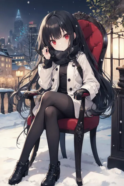 (masterpiece:1.2),best quality,extremely detailed,
BREAK
cute girl,ite girl,solo,shiny skin,small breasts,very long hair,
detailed eyes,perfect anatomy,
cute eyes,(red eyes:1.3),(black hair:1.4),
BREAK
winter coat,
BREAK
winter,snow falling,ferris wheel,chair,
BREAK
character focus,full body,sitting,glitter,
BREAK
<lyco:Cute Gothic Fashion1_1:0.6>