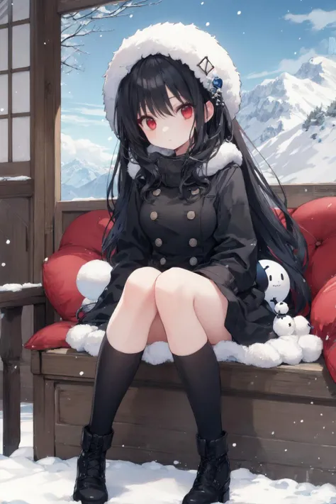 (masterpiece:1.2),best quality,extremely detailed,
BREAK
cute girl,ite girl,solo,shiny skin,small breasts,very long hair,
detailed eyes,perfect anatomy,
cute eyes,(red eyes:1.3),(black hair:1.4),
BREAK
winter coat,
BREAK
winter,snow,mountain,snowball,snow falling,
BREAK
character focus,full body,sitting,
BREAK
<lyco:Cute Gothic Fashion1_1:0.65>