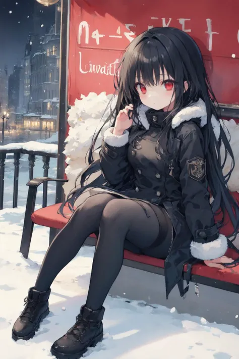 (masterpiece:1.2),best quality,extremely detailed,
BREAK
cute girl,ite girl,solo,shiny skin,small breasts,very long hair,
detailed eyes,perfect anatomy,
cute eyes,(red eyes:1.3),(black hair:1.4),
BREAK
winter coat,
BREAK
winter,snow falling,ferris wheel,
BREAK
character focus,full body,sitting,glitter,
BREAK
<lyco:Cute Gothic Fashion1_1:0.6>