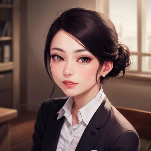 (high quality, best quality), highly detailed, photo of beautiful kaoru_sayama-4000, updo hair, photorealistic
