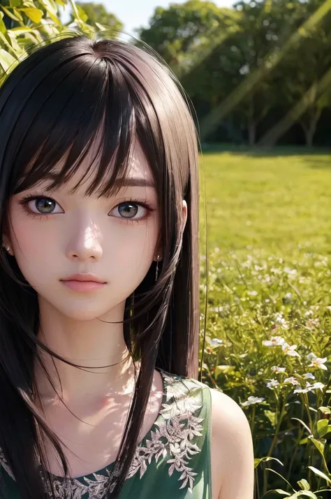 (photorealistic), (realistic),

volumetric lighting, silky_hair,
(straight hair), blush,

(green eyes), (detailed_eyes),
extremely detailed illustration of a female korean,

black hair, wearing running shoes, standing on a grass field, cowboy shot, contrapposto, looking at viewer, highres, superb, 8k wallpaper, extremely detailed, intricate, soft lighting, 4k, smooth lighting, 8k, depth of field, masterpiece, smooth focus, hyper detailed, detailed eyes, eyes focus, (mid shot:1.25), (portrait:1.25), (solo:1.2), (beautiful face:1.15)