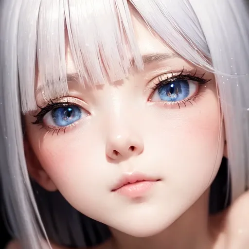 best quality, masterpiece,white hair, blue eyes, upper body,. Open one's mouth,,Exquisite mouth,Ejaculate in the mouth,Delicate s,sex mouth,Very detailed face,blush,close-up