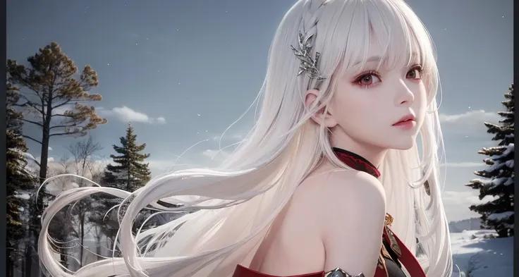 best quality, masterpiece, realistic:1.4, White hair, detailed, red eyes, windy, floating hair, snowy, upper body, detailed face, winter, trees, sunshine, midriff
<lora:chilloutmixss20v20:0.3> <lora:Korean-doll-likeness:0.2> <lora:SenSenchan25Twitterv10:0.1>