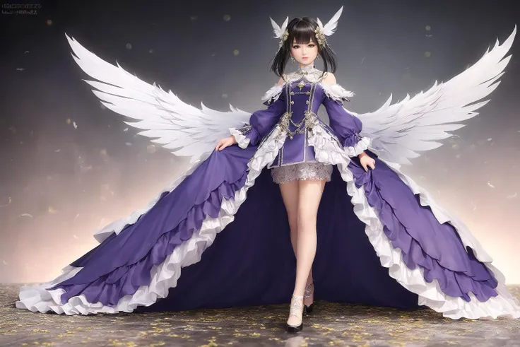(((full-length photo))),Bokeh ,real Photography, high res, highly detailed,8K,best quality,masterpiece,Highly detailed,extreme detail description,Professional, (high detailed skin) ,small head
BREAK
extreme detail description,physically-based rendering,Professional, (high detailed chest),small possy, full head,(Vivid Colors), ((2 large colorful feather wings on the back)), (((smoky)))
BREAK
(1 mature woman), (in the water) (white Feather short dress)