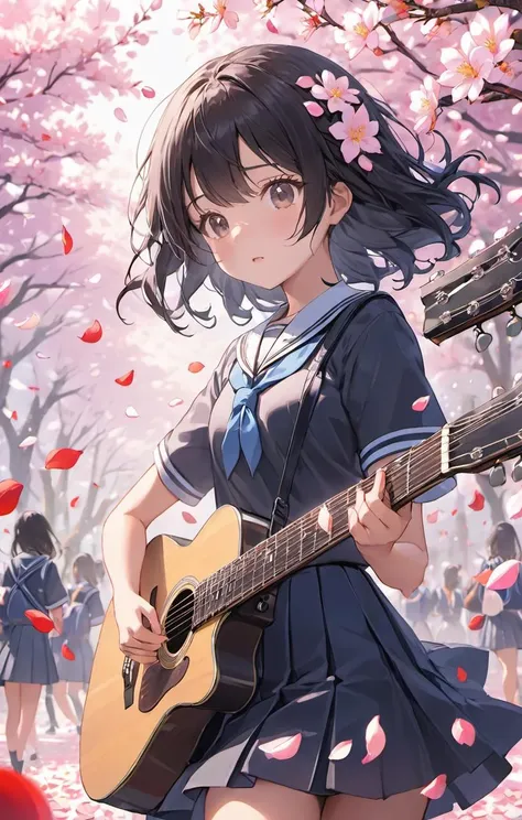 extremely detailed CG unity 8k wallpaper, highest quality, ultra-detailed, perfect illumination, accurate shadowing, one vibrant and lively,(white background)
close up, masterpiece, best quality,a black-hairdo girl a pretty girl School uniform Guitar Performance
petals, illustration, top quality, ultra-detailed