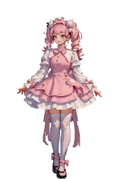 masterpiece, best quality, simple background, full body, standing, 1girl wearing cyb dress, pink dress, puffy long sleeves, bow, white thigh-highs, mary janes
<lora:cute_dress_style1_v1:0.6>
<lora:SNK-Kof_sprites_Fp:0.8>