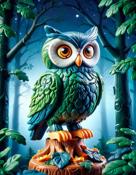 an owl in a mythical forrest, at night, bright sky <lora:ral-plymbl-sdxl:1> ral-plymbl